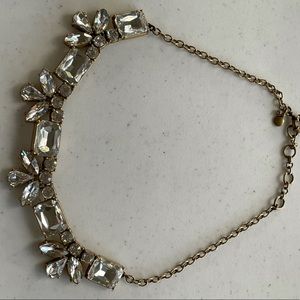 J Crew crystal statement necklace with gold chain and clasp